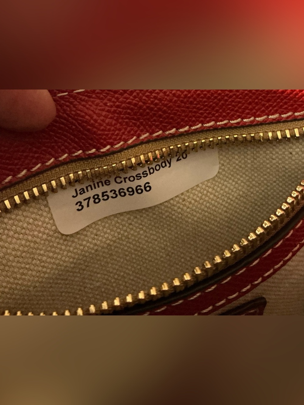Dooney & Bourke Red Textured Zip Pouch with Gold Hardware - Picture 6 of 7